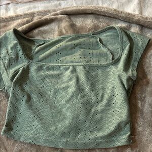 Elegant Green Eyelet Women's Top